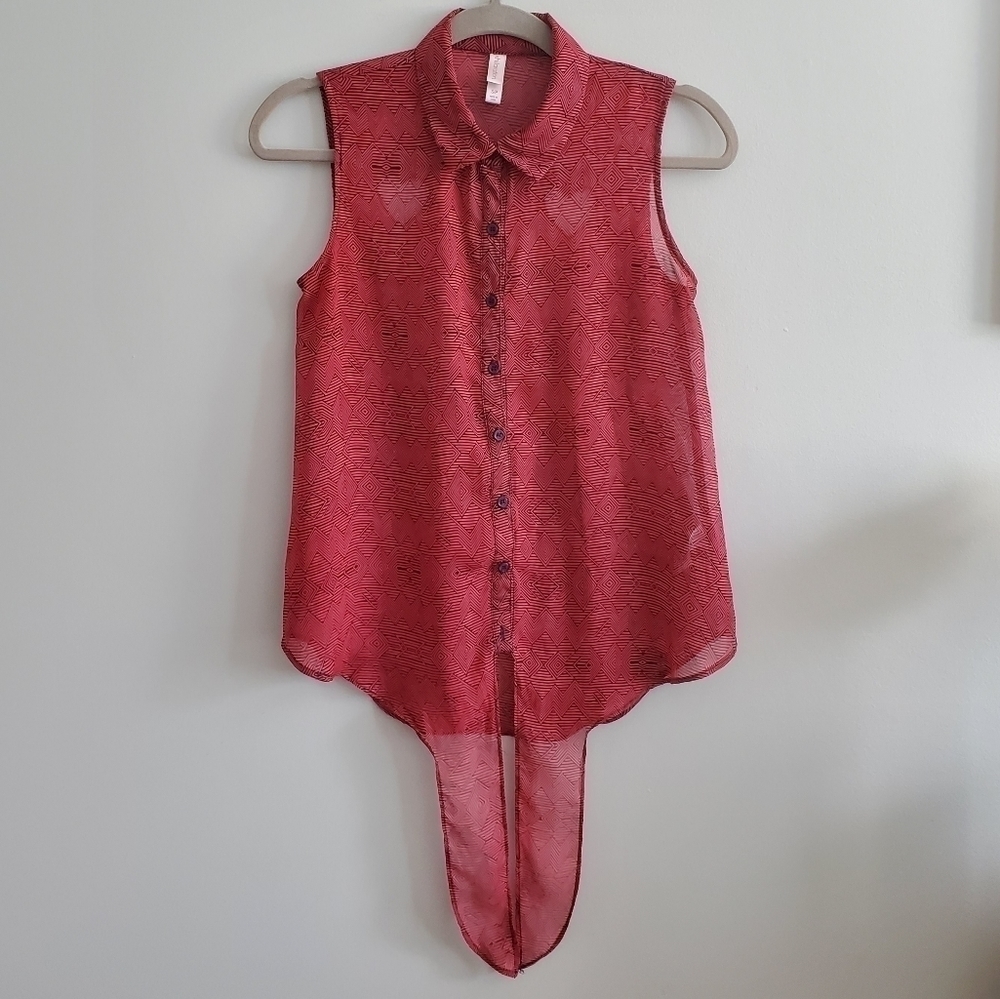 Xhileration | Small | Sheer Heart Cut-Out Blouse